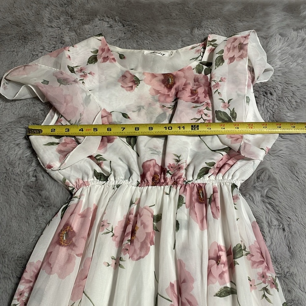 Sunday Pink and White Floral Midi Dress - Picture 3 of 5